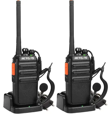 Obrázok produktu pre Walkie-talkie, PMR446, vysielačka s handsfree slúchadlom, 16 kanálov, 1100 mAh, nabíjací (1 pár, čierna)