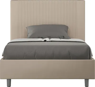 Produktbild von ITYHOME - Gepolstertes Bett mit Bettkasten 120x200 mit Kunstlederbezug Taubengrau Goya