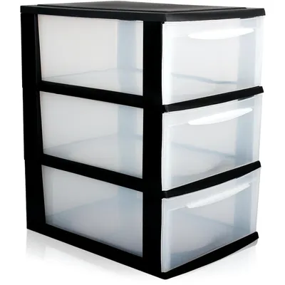 Produktbild von Schubladenbox A4 Schubladenschrank Kunststoff Schreibtisch Organizer mit 3 transparenten Schubladen je 8,71L Aufbewahrungsturm