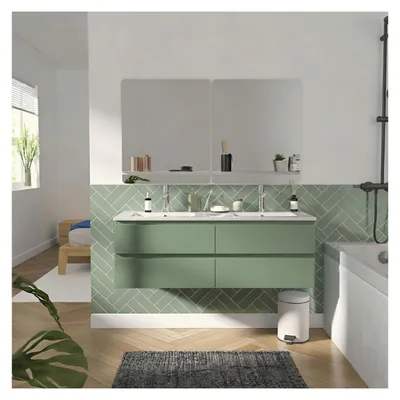 Image de Ensemble double vasque SORRENTO 120cm avec vasque, robinets et miroirs