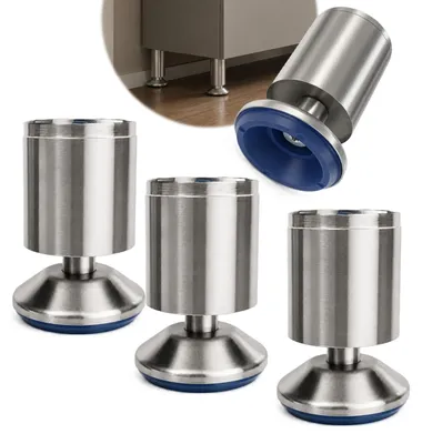 Produktbild von HOOZ® Möbelfüße Edelstahl 80 mm 4er Set [BREITER STÜTZFUSS] Möbelbeine Ø 50 mm – Schrankfüße für Kommode TV-Board & Regal