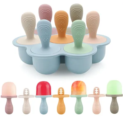 Produktbild von Silikon-Eisformen für Babys und Kleinkinder - 7er Mini-Eis am Stiel Form für Brustmilch und Saft - BPA-frei - Leicht zu reinigen
