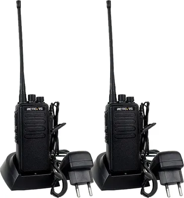 Produktbild von Retevis RT1 Funkgeräte set 10 km, 3000mAh Handfunkgeräte mit Headset, Hochleistungsantenne, Walkie Talkie Wiederaufladbar, Notfallalarm 1750Hz für Baustellen, Herstellung, Schule(Schwarz, 2 Stück)