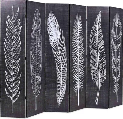 Produktbild von vidaXL Raumteiler klappbar 228 x 170 cm Federn Schwarz-Weiß