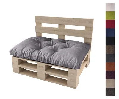 Produktbild von sunnypillow Palettenkissen für Gartenmöbel - Sitzkissen 120 x 50 cm - Palettenauflage für Palettensofa - Palettenpolster, Sitzpolster für Palettenmöbel - Gesteppte Gartenkissen - Kissen Grau