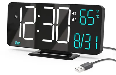 Digitalwecker 17,8 cm LED, schwarz, dimmbar, 12/24h, Datum, Temperatur
