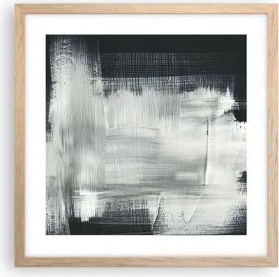 Produktbild von Gerahmtes Poster - Rahmen in heller Eiche - Abstraktion Schwarz Weiß - 40x40 cm - Wand Bild - Wanddeko - Wandbilder - Wandposter - Bilderrahmen - Bilder - Kunstdruck - Wandbild - P2NAC40x40-4173