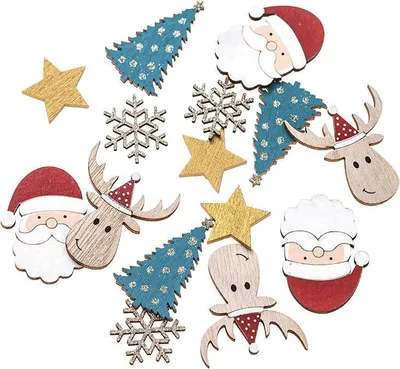Produktbild von Bunte Weihnachtsmotive aus Holz, 15 Stück – Dalprint
