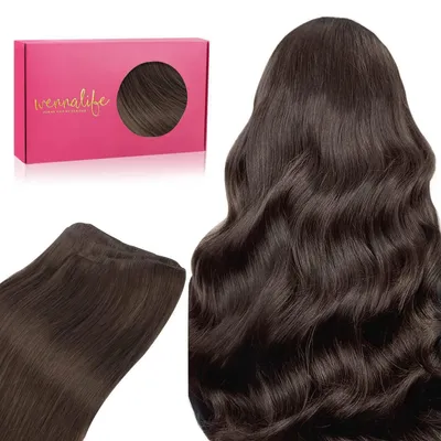 Immagine prodotto di Extension per capelli naturali, lunghezza 35 cm, peso 80 grammi, colore marrone chiaro/scuro, da applicare cucendo