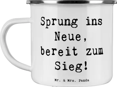 Produktbild von Mr. & Mrs. Panda Campingbecher Spruch Sich in einer neuen Sportart versuchen - Weiß - Geschenk, Hoffnung, Teetasse, Motivation, Spaß am Sport, Zuversicht, Vertrauem, Pott