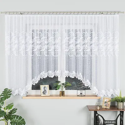 Produktbild von IWONA - Fertiggardine aus Jacquard mit Schnitt unten - 500x160 cm - weiß