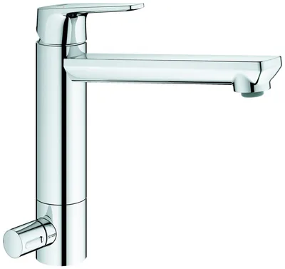 Immagine prodotto di Grohe BauEdge Mitigeur monocommandé pour évier, saillie 222mm, hauteur moyenne, orientable, pré-verrouillage intégré, 31696000, 31696000