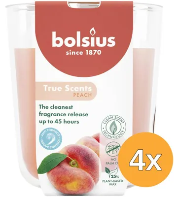 Productafbeelding van 4x Bolsius Geurglas 97/85 True Scents Peach (1 stuk)