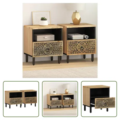 Produktbild von The Living Store Nachttische 2 Stk. 40x33x46 cm Massivholz Mango