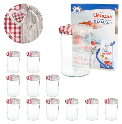 Obrázek produktu pro sada 12 kelímků 435 ml Do 82 víček Dřevěné srdce červené včetně brožury receptů Diamond Gelling Magic