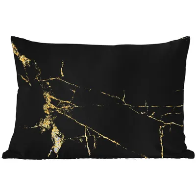 Produktbild von MuchoWow® Outdoor Kissen - Marmor - Schwarz - Gold - Luxus - 50x30 cm - Wetterfest - Lounge Kissen - Sofa kissen - Wohnzimmer Dekoration
