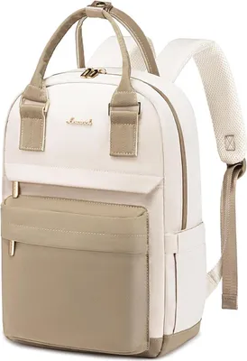 Productafbeelding van Rugzak dames, 14 inch laptopvak, waterdicht, kleur: kaki en beige
