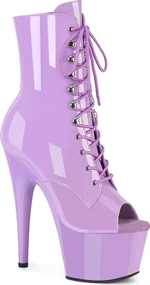 Produktbild von ADORE-1021 Pleaser High-Heels Plateau Schnürstiefeletten zehenoffen lavendel Lack
