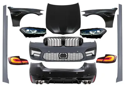 Image de Kit carrosserie avec capot pour BMW Série 5 F10 (2010-2017) : conversion aux ailes au design M5 G30 LCI.