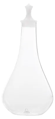 Zdjęcie produktu dla Biała butelka na szafran z kolekcji Pirolo, ręcznie dmuchane szkło borokrzemianowe. Elegancki design inspirowany szachami, idealny na każdy stół.