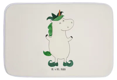Produktbild von Mr. & Mrs. Panda Badteppich Einhorn Joker - Weiß - Geschenk, Unicorn, Badvorleger, Kasper, Badezimmer Matte, duschmatte, Badezimmerteppich, Mittelalter, Badematte