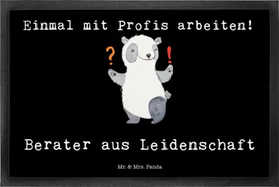 Produktbild von Mr. & Mrs. Panda Schmutzfangmatte Berater Leidenschaft 50 x 75 cm - Schwarz - Geschenk, IT Beratung, Lustig, Finanzberater, Schmutzfänger, abstreifer, Türvorleger, Witzig