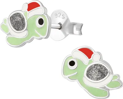 Produktbild von Ohrstecker 925 Sterling Silber mit weihnachtlicher Schildkröte