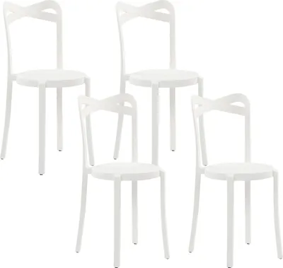 Produktbild von BELIANI Esszimmerstuhl 4er Set Weiß Kunststoff Matt Modern Minimalistisch Esszimmer Wohnküche Flur Diele Indoor Outdoor