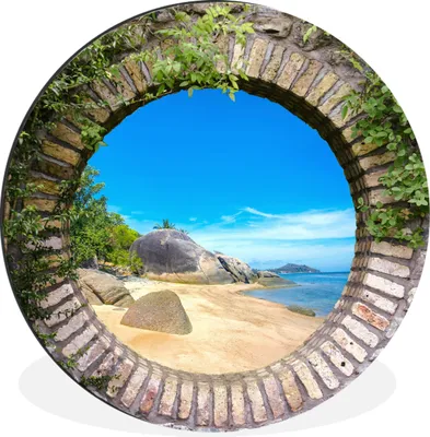 Produktbild von MuchoWow® Aluminium Wandkreis Sommer - Strand - Aussicht - Tropisch Ø 60 cm Wanddeko Modern Wohnzimmer - Wand Kreis - Wandbild - Schlafzimmer - Aluminium Bild - Kinderzimmer - Wohnzimmer Dekoration - Wandschmuck
