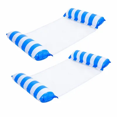 Produktbild von 2er Pack Aufblasbare, faltbare Wasserhängematte mit Netzsitz und Kopfstütze aus Premium Nylon - W2ATERZEN