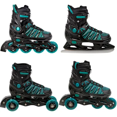 Produktbild von 4in1 Inlineskates/Triskates/Rollschuhe/Schlittschuhe Raven Vella Black/Mint 37-40 verstellbar
