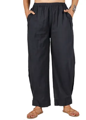 Produktbild von Pluderhose, Baumwollhose mit Tollen Taschen - Schwarz, Damen, Baumwolle, Größe: M