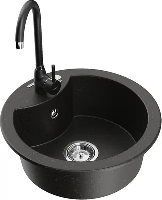Produktbild von Mexen Diego 1-Becken-Granit-Spüle mit Mischbatterie Telma, Schwarz/Gold - 6512-75-670200-70