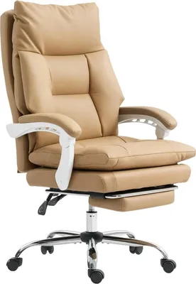 Immagine prodotto di Sedia da ufficio Fortuna Lai Sedia da scrivania ergonomica con supporto lombare, braccioli ribaltabili, poggiapiedi Marrone chiaro