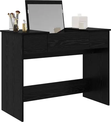 Produktbild von Möbel Schminktisch Modernes Design - Kosmetiktisch/Frisiertisch - mit Spiegel Schwarz Eichen-Optik 100x45x76 cm Top9629029