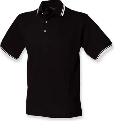 Produktbild von Henbury H150 | Tipped Collar And Cuff Poloshirt Herren - Farbe: Black/White - Größe: XL