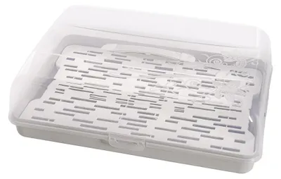 Immagine prodotto di Contenitore rettangolare per torte in plastica, con coperchio alto e maniglia