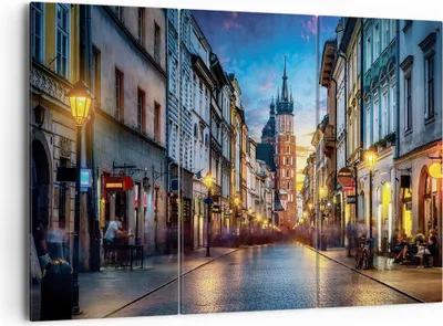 Produktbild von Bild auf Leinwand - Leinwandbild - 3 Teile - Krakau Kirche Mariacki - 165x110cm - Wand Bild - Wanddeko - Wandbilder - Leinwanddruck - Bilder - Wanddekoration - Leinwand bilder - CE165x110-4722