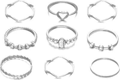 Produktbild von 9 Teile/satz Dame Finger Ring Exquisite Vintage Einfache Kreative Ring Set für Geschenk-Silber