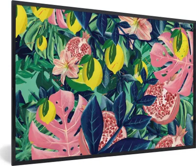 Produktbild von MuchoWow® MuchoWow® Gerahmtes Poster Blumen - Früchte - Farben 30x20 cm - Poster mit zchwarzem Bilderrahmen - Kunstdruck - Bild-Poster