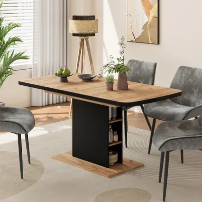 Zdjęcie produktu dla Stół jadalny Vicco Fenaro Czarny/dąb 120 x 80 cm z otwartymi przegródkami, Model 56476