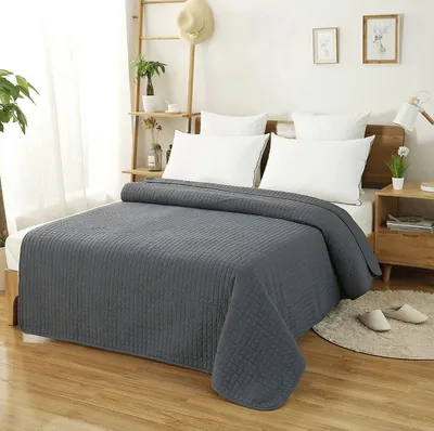 Obrázok produktu pre Prehoz na posteľ - tmavosivý - pre 2 osoby - 220x240cm - Polyester