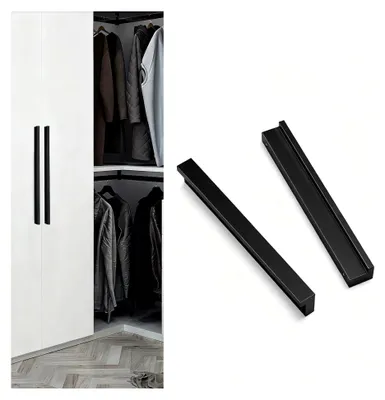 Produktbild von 2 Stück Möbelgriffe Schwarz 128mm Abstand, Aluminiumlegierung für Küchenschränke