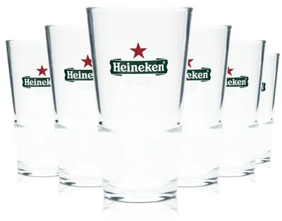 Produktbild von 6x Heineken Glas 0,25l Becher Bier Gläser Gastro Geeicht Beer Cup NL Calibrated