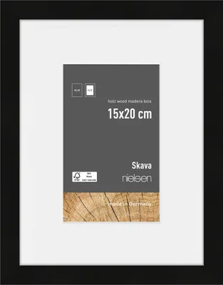 Produktbild von nielsen Holz Bilderrahmen Skava Schwarz, 15,0 x 20,0 cm - mit Passepartout 9x13 cm