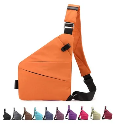 Immagine prodotto di Borsa a tracolla antisfurto - 32x23x1 cm - Leggera e spaziosa - Borsa a tracolla per la spalla destra – ideale per uomini, adatta per escursioni - colore arancione