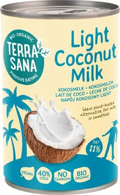 COCONUT MILK - NAPÓJ KOKOSOWY LIGHT BEZ GUMY GUAR (11 % TŁUSZCZU) BIO 400 ml - TERRASANA