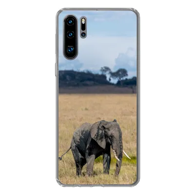 Produktbild von MuchoWow® Handyhülle Schutzhülle Hülle für Huawei P30 Pro Elefant - Gras - Tiere - Natur Silikon Softcase Handy Hülle - Schutzdeckel