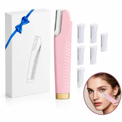 Produktbild von Gesichtsrasierer Damen Elektrisch mit LED Licht, wiederaufladbarer Augenbrauen Trimmer, Gesichtshaarentferner für Augenbrauen, Oberlippe & Pflege