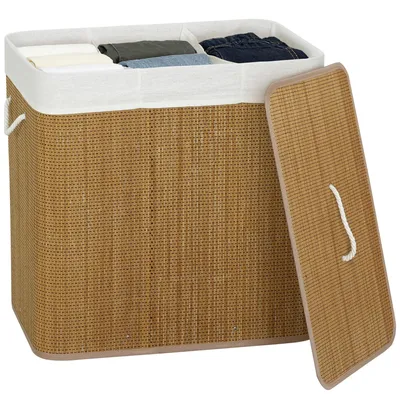 Produktbild von HOMCOM Bambus Wäschekorb mit Deckel Herausnehmbarer Wäschesack 144 L Braun